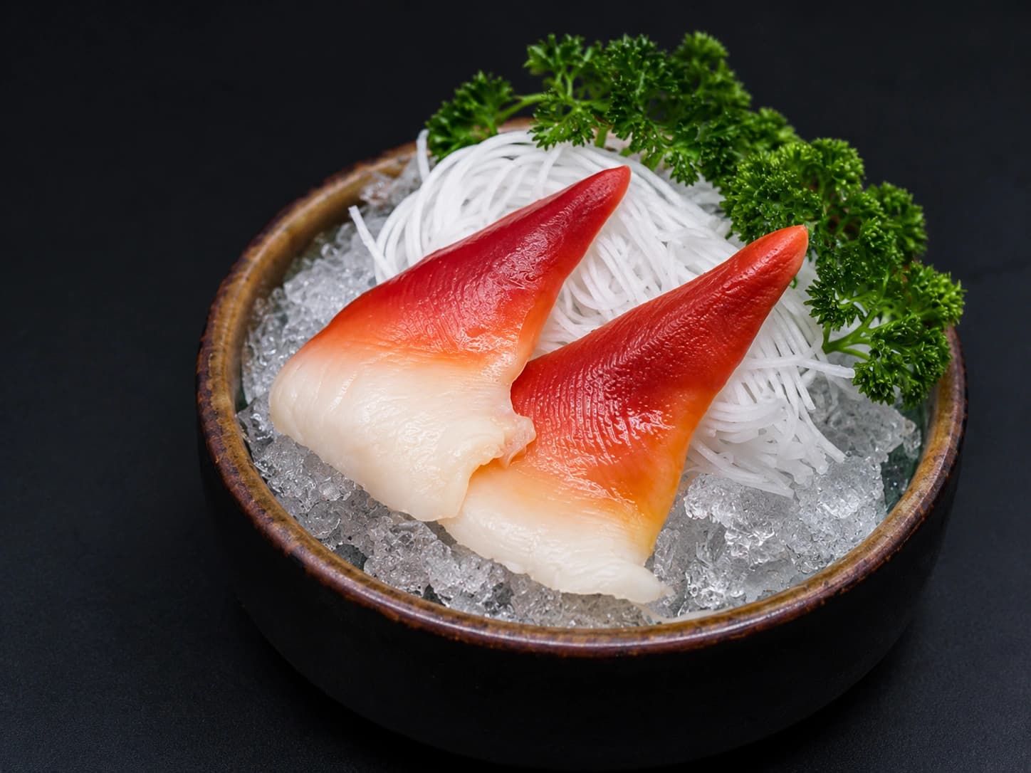 Sashimi de amêijoa-do-ártico