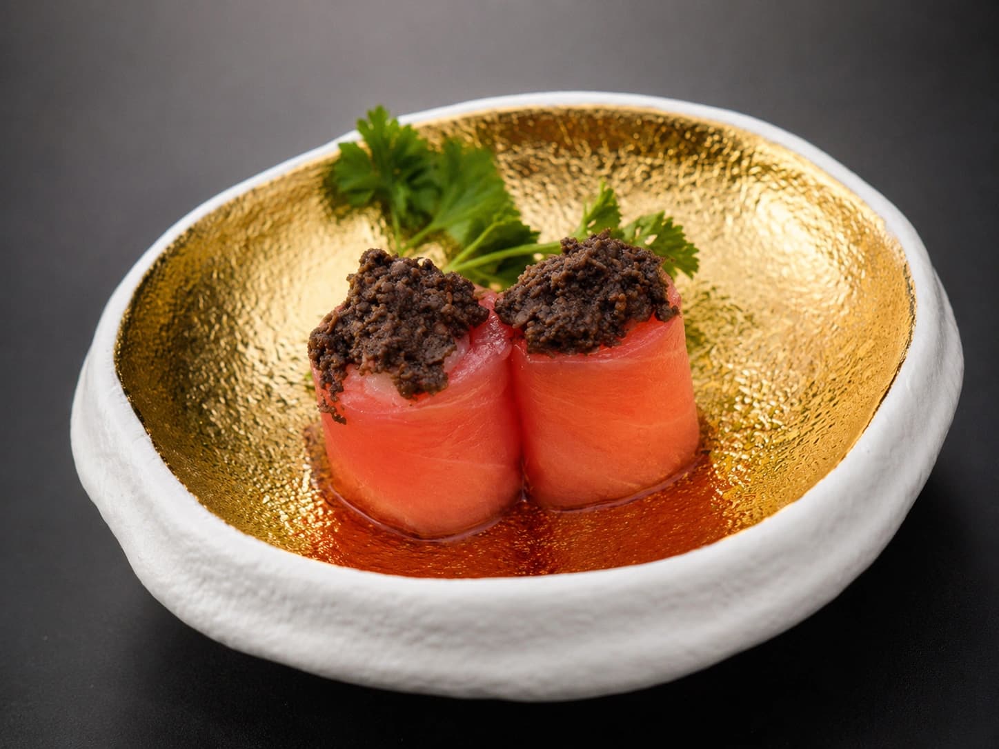 Gunkan de atum com trufa preta